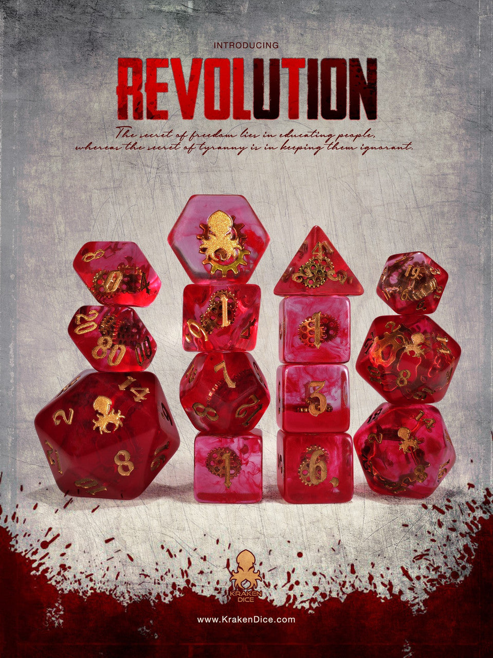 Revolution 14pc Brass Ink Dice Set
